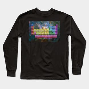 118 Element Color Periodic Table - Stars and Nebula Long Sleeve T-Shirt